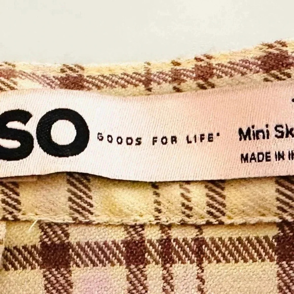 NWT GOODS FOR LIFE Juniors High Rise Plaid Yellow Brown Pleaded Skirt Size 17 - Picture 6 of 8